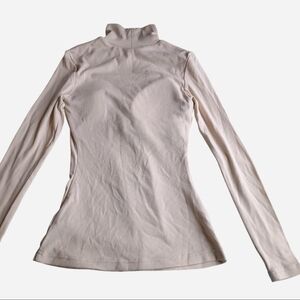 OGL Women's Long Sleeve Mock Neck Top With Built-in Bra in Light Cream